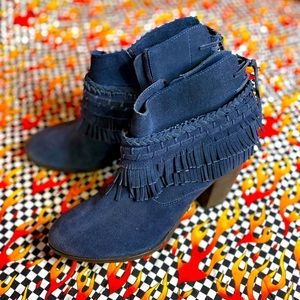 💙Navy leather ankle boots💙
